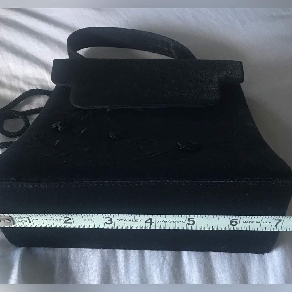 Vintage Black Satin Embellished Evening Bag Crossbody - Picture 5 of 7
